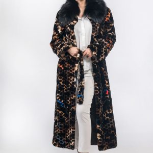 Vibrant Multi-Coloured Velvet Mink Fur Coat – Premium Real Fur Outerwear