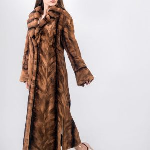 Brown Velvet Mink Fur Coat