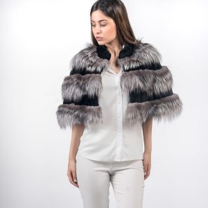 Luxe Arzante Fox Fur Stole in Layers – 100% Genuine Fur with Black Mink Finish