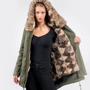 Exclusive Khaki Parka with Sable Fur Lining – Luxurious Cold Weather Essential