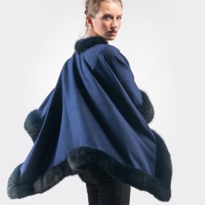 Refined Navy Bob Marten Fur Cape – Premium Genuine Fur Fashion Statement