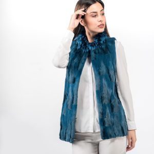 Hair Cut Blue Fox Fur Vest – Sleek Real Fur Luxury