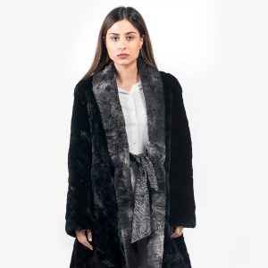 Raffinierte Schwarze Jacke aus geschorenem Nerzpelz in Knielänge - Zeitloser Echtpelz-Komfort