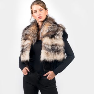 Shimmering Crystal Fox Fur Vest – Authentic Luxury in Soft Tones
