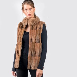Schicke Beige Haarschnitt Fuchs Pelz Weste - Echtes Fuchs Fell Oberbekleidung
