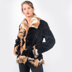Nerzpelz Jacke mit Golden Island Fox Besatz - Exklusive Echtpelz Eleganz