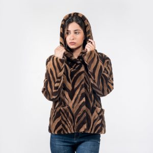 Elegant Hooded Beige Brown Mink Fur Jacket – Genuine Natural Fur Warmth
