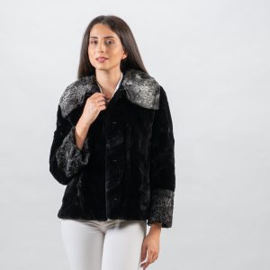 Elegant Black Sheared Mink Fur Jacket – Classic Comfort Meets Luxury