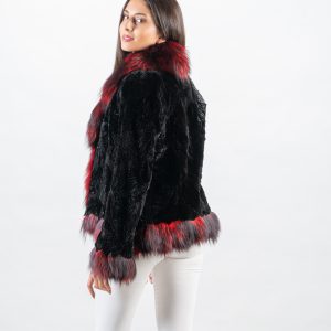 Sleek Vertical Corduroy-Panel Black Sheared Mink Fur Jacket