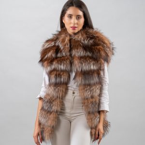 Frosted Elegance Crystal Fox Fur Vest – Bold Layered Luxury