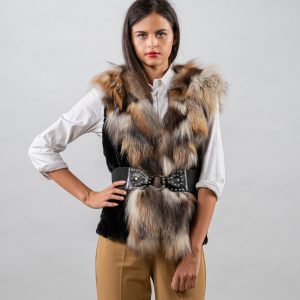 Opulent Edge Mink Fur Vest – Black Mink with Luxe Gross Fox Finish