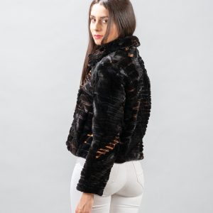 Velvet Touch Short Hair Cut Fox Fur Jacket – Soft & Chic Fur Elegance