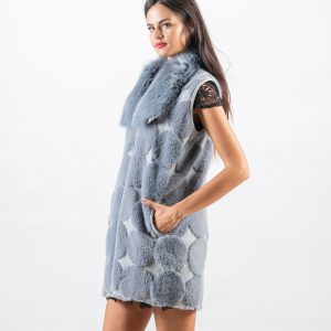 Frost Edge Sheepskin Vest – Sleek Grey Warmth, 100% Real Shearling