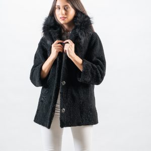 Midnight Valor Hooded Sheepskin Jacket – Bold Warmth in Real Fur