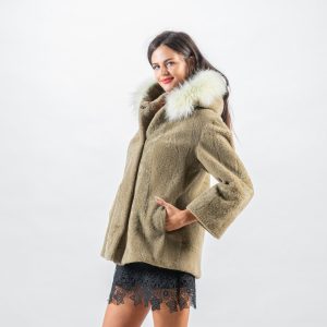 Trailblazer Hooded Sheepskin Jacket – Khaki Comfort, Shearling Luxury
