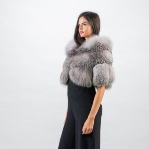 Arctic Grace Frost Fox Fur Stole – Natural Elegance, Real Fur Warmth