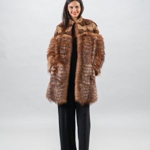 Crystal Fuchsfell Pelzjacke  Der obere Teil ist mit Samtnerz