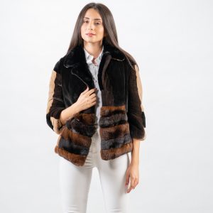 Velvet Majesty Mink Fur Jacket – Chinchilla Trimmed for Ultimate Luxury