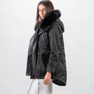 Shadow Elite Parka – True Black with Velvet Mink Fur Interior