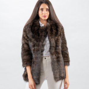 Supreme Elegance Sable Fur Jacket – Hooded Perfection for Cold Seasons
