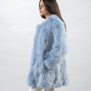 Dazzling Sky Blue Finn Raccoon Fur  Jacket