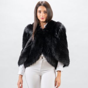 Lustrous Real Black Fox Fur Stole