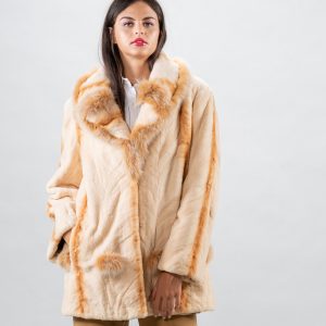 Cream-Toned Real Mink Fur Jacket