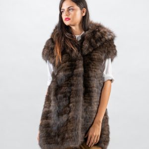 Elegant Sable Fur Vest with Hood
