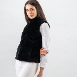 Classic Black Velvet Mink Fur Vest