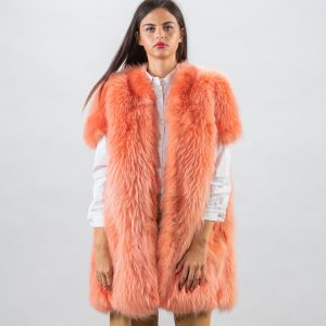 Vibrant Orange Finn Raccoon Fur Vest
