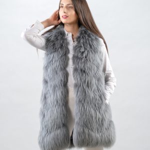 Genuine Light Grey Finn Raccoon Fur Vest