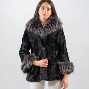 Sleek Black Astrakhan Fur Jacket