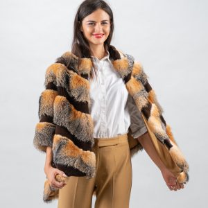 Platinum Grey Fox Fur Cape