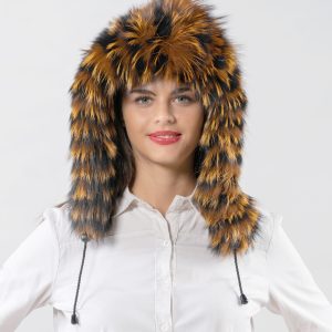 Double Sided Camel Silver Fox Fur Hood