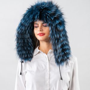 Luxurious Double Sided Blue Silver Fox Fur Hood