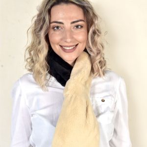 Samt Nerzfellschal in Farben Cream Schwarz