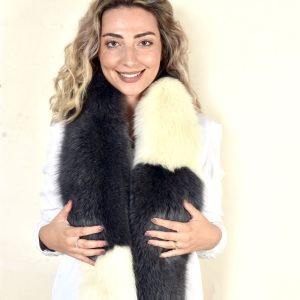 Genuine White Grey Fox Fur Scarf