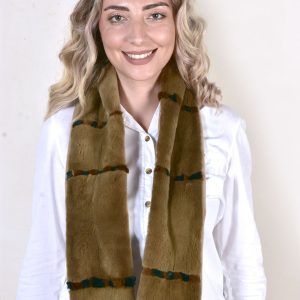 Samt Nerz Fellschal in Olive Farbe