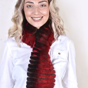 Genuine Rex Rabbit Fur Scarf in Red