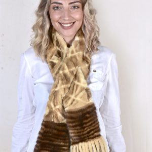 Rhombus Pattern Mink Fur Scarf