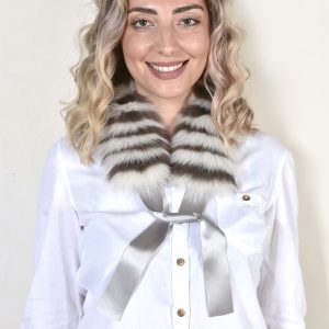 Genuine Grey and White Fox Fur Neckband