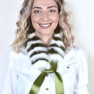 White-Green Fox Fur Collar Neckband