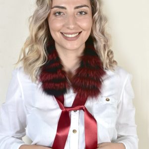 Burgundy Black Fox Fur Collar/Neckband