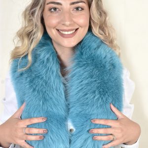 Türkise Farbe Blau Fuchsfell Pelzkragen