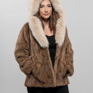 Hooded Demi Buff Mink Fur Jacket