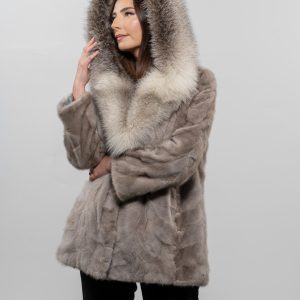 Hooded Sapphire Mink Fur Jacket