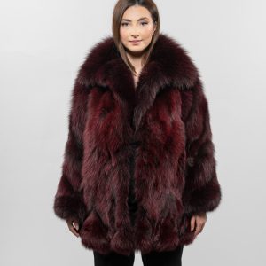 Bordeaux Blue Fox Fur Jacket