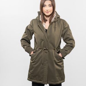 Luxury Khaki Parka with Velvet Mink Lining