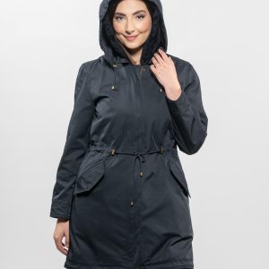 Black Winter Parka with Black Sheepskin Lining