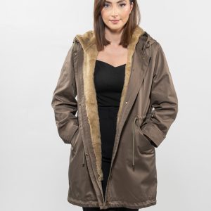 Light Khaki Parka with Sheepskin Lining